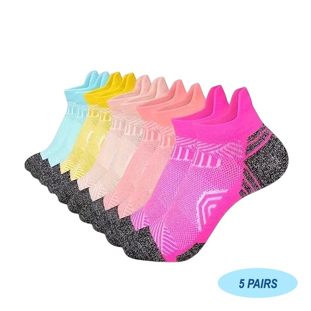 Colorful Athletic‎ Women's Tab Socks 5 PACK Low Cut High Quality NEW